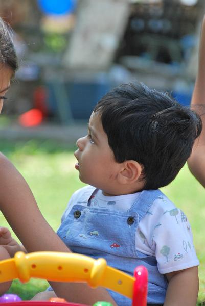 DSC_0686.JPG - Rohan is not sure he wanted Nandi playing with his toys - or maybe it was Nandi's dracula look